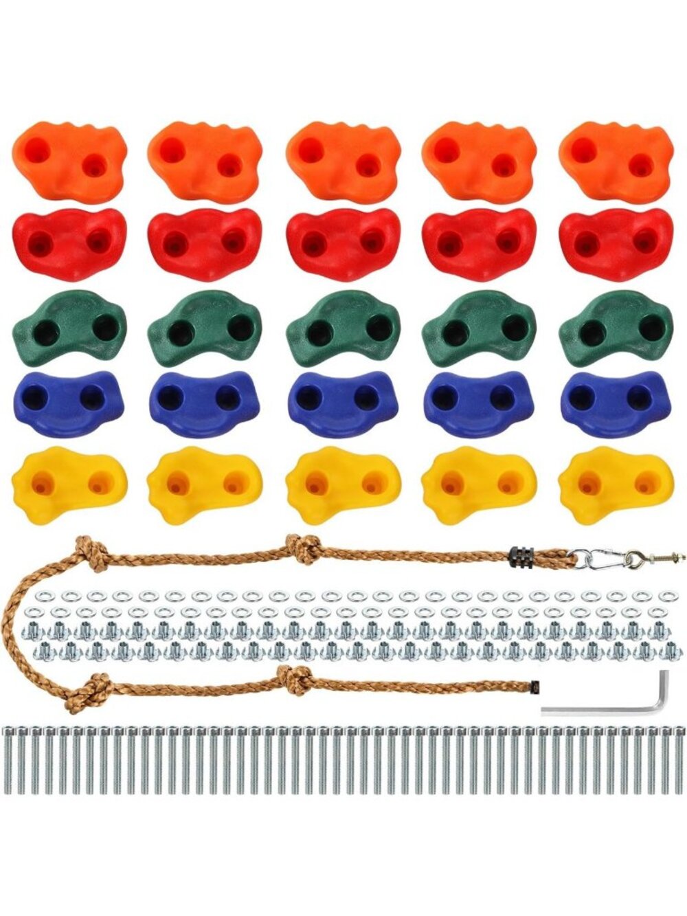 25 Packs Multi-Colored Rock Climbing Holds & Grips for Indoor/Outdoor Walls